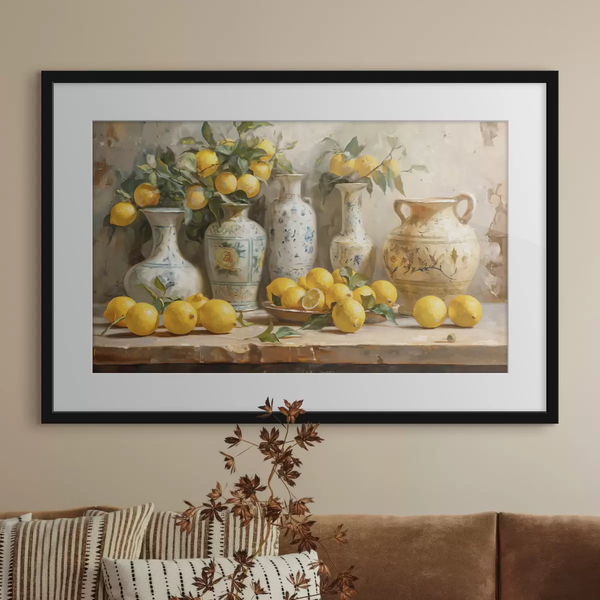 Poster Limoni e vasi vintage sul tavolo f39833