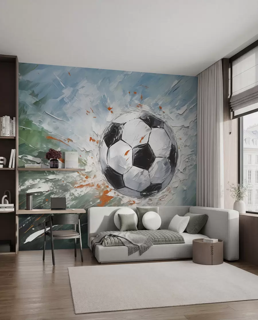 carta da parati Pallone da calcio volante pittura a olio arte astratta nr. w08117