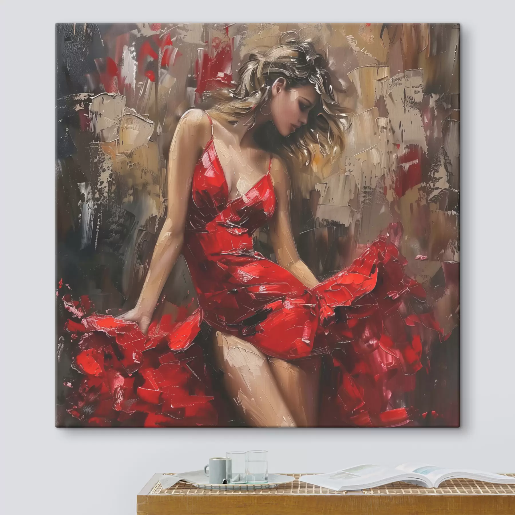carta da parati Ragazza con un vestito rosso nr. s39874