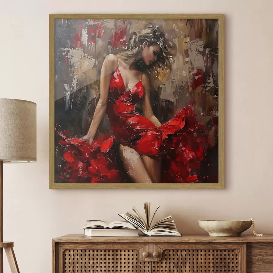 carta da parati Ragazza con un vestito rosso nr. f39874
