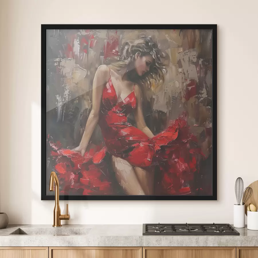 carta da parati Ragazza con un vestito rosso nr. f39874