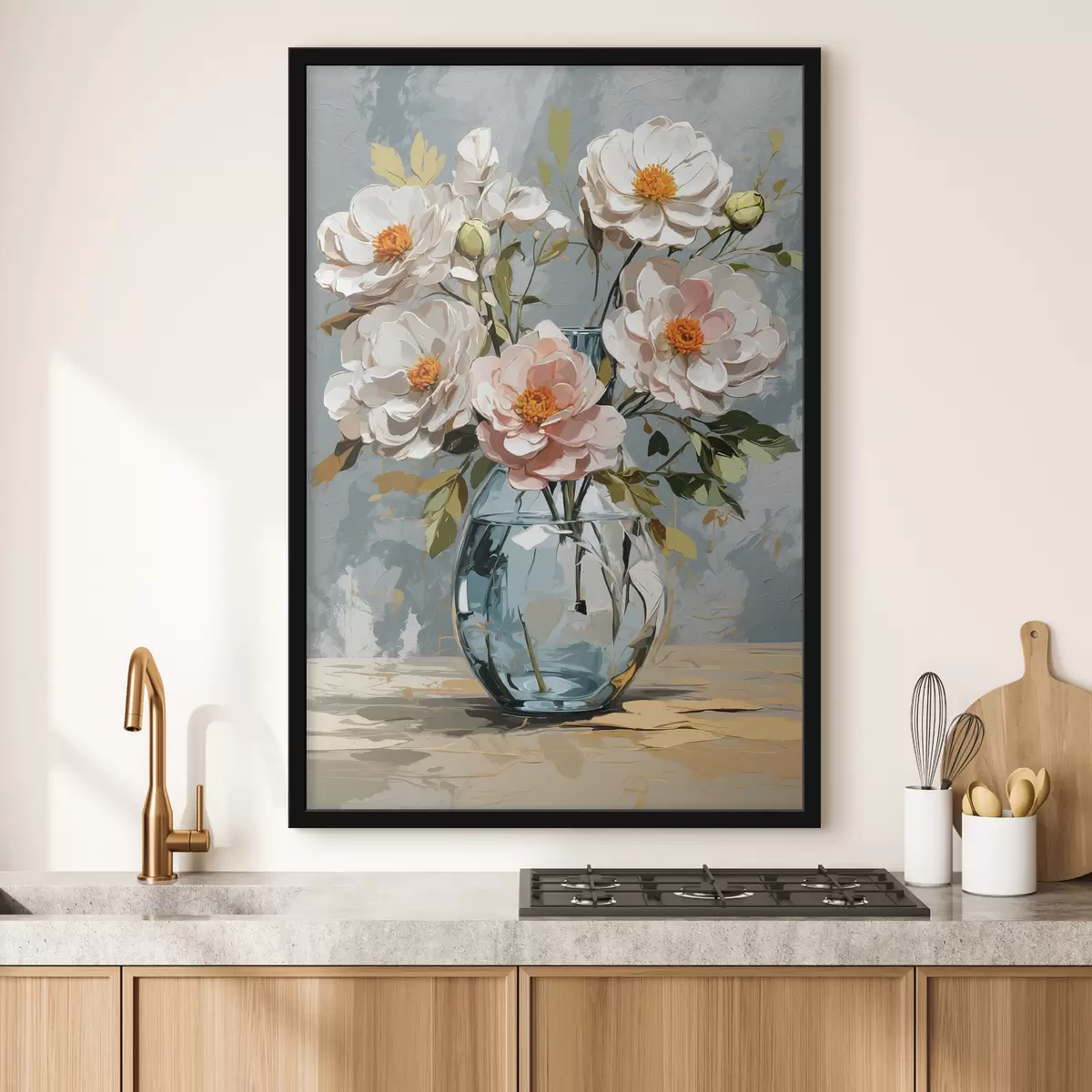 Poster Fiori bianchi in vaso trasparente f39850