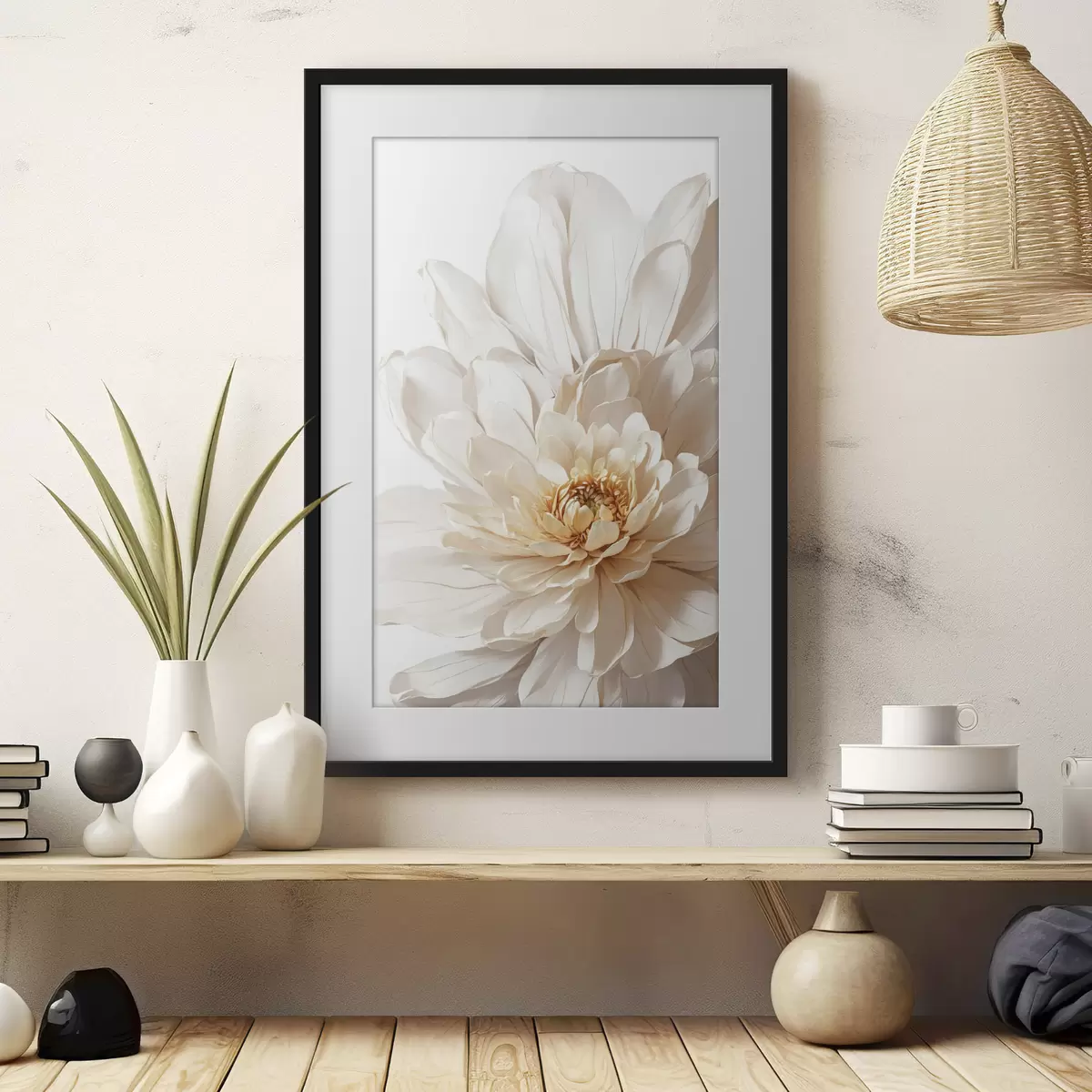Poster Primo piano del fiore bianco su fondo bianco f39857