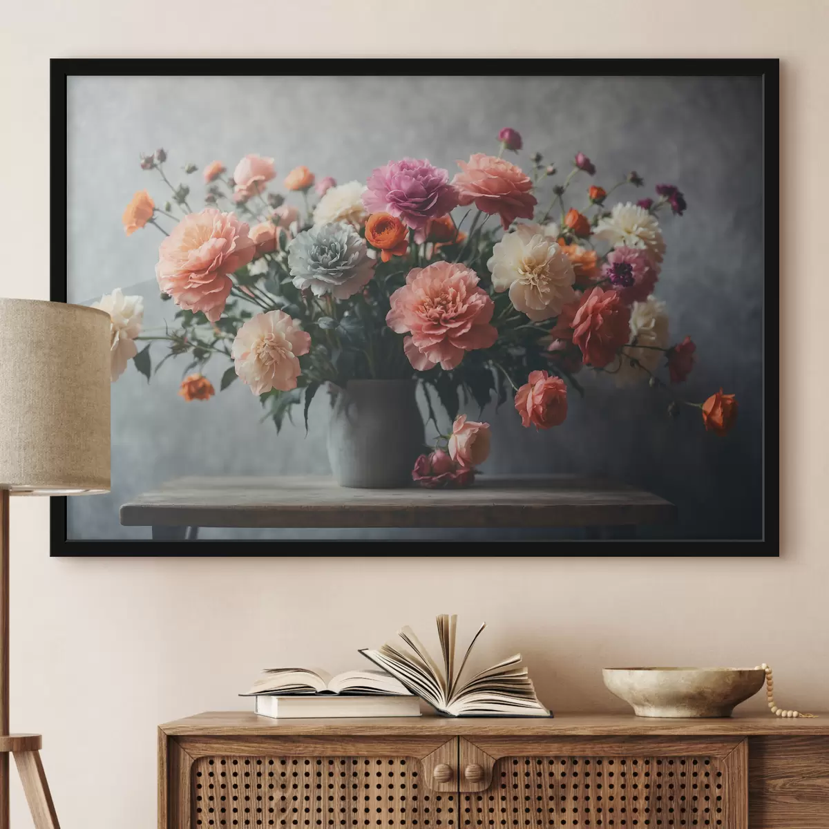 Poster Mazzo di fiori in un vaso su un tavolo f39859