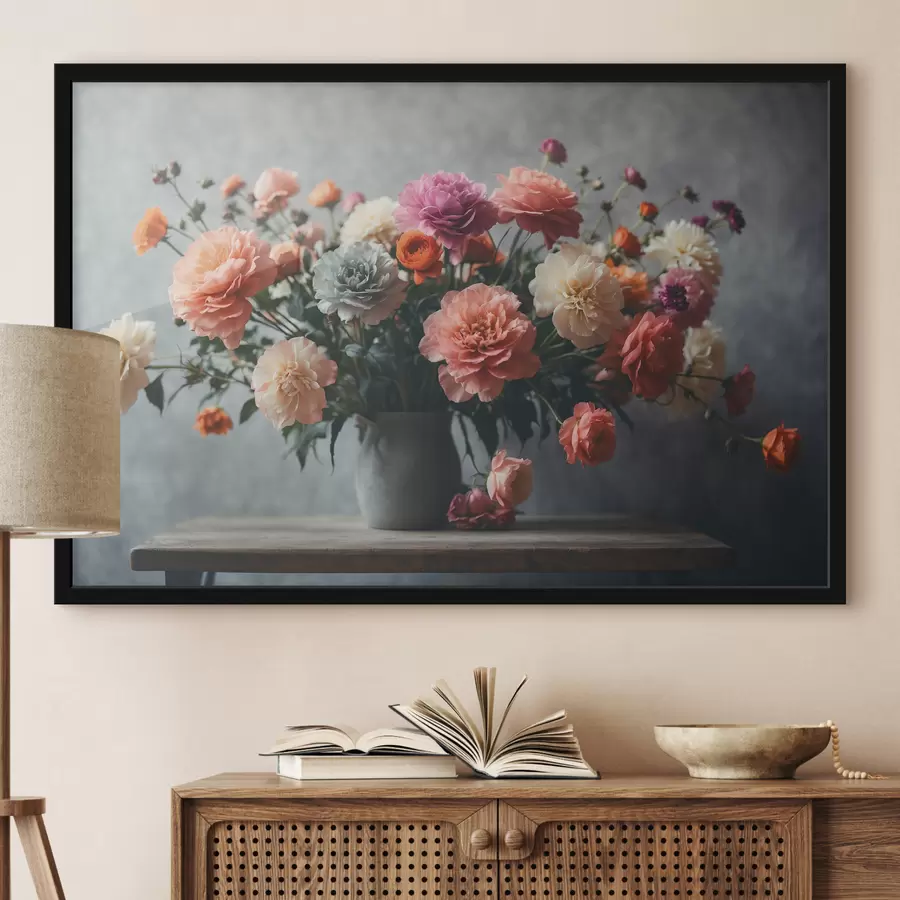 carta da parati Mazzo di fiori in un vaso su un tavolo nr. f39859