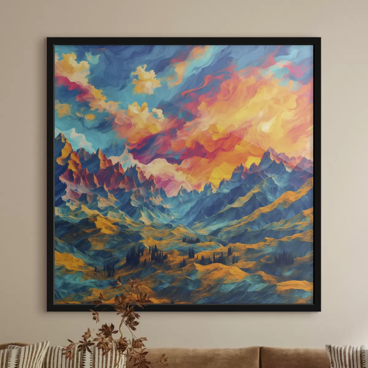 Poster Vista astratta sulle montagne f39861