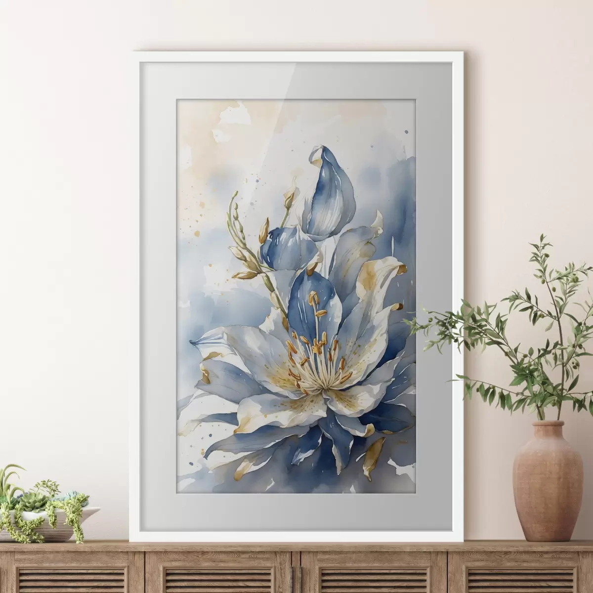 Poster Giglio blu con acquerello f39872
