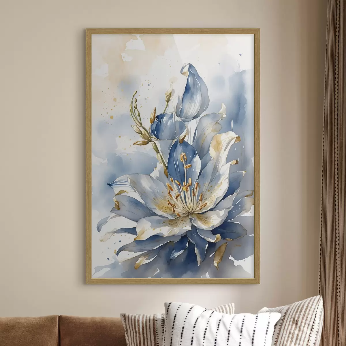 Poster Giglio blu con acquerello f39872