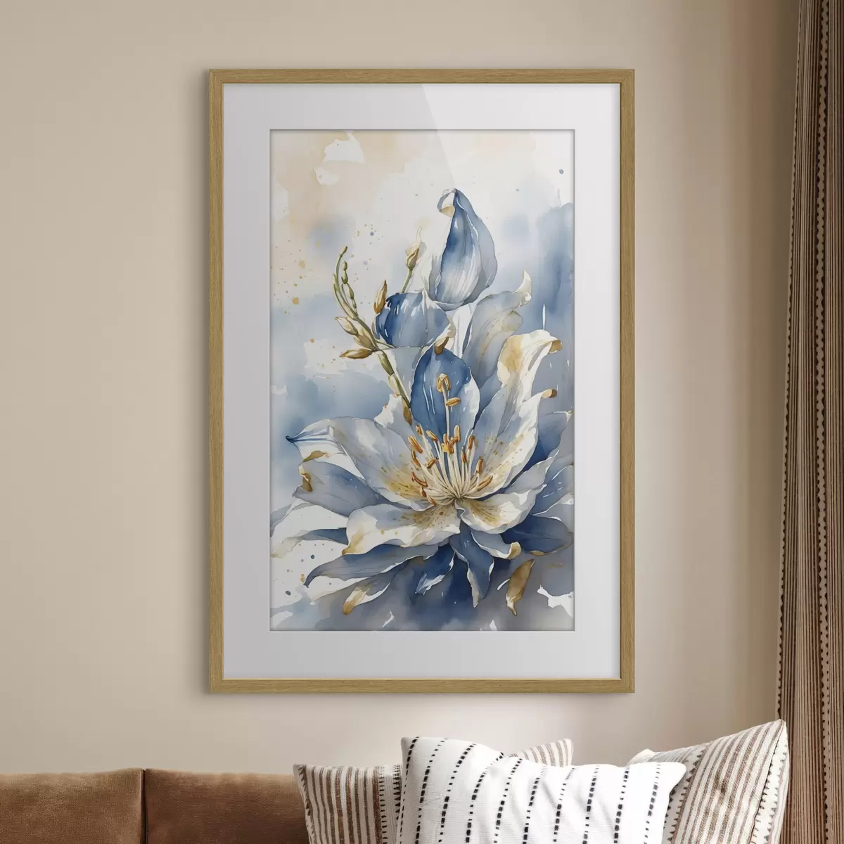Poster Giglio blu con acquerello f39872