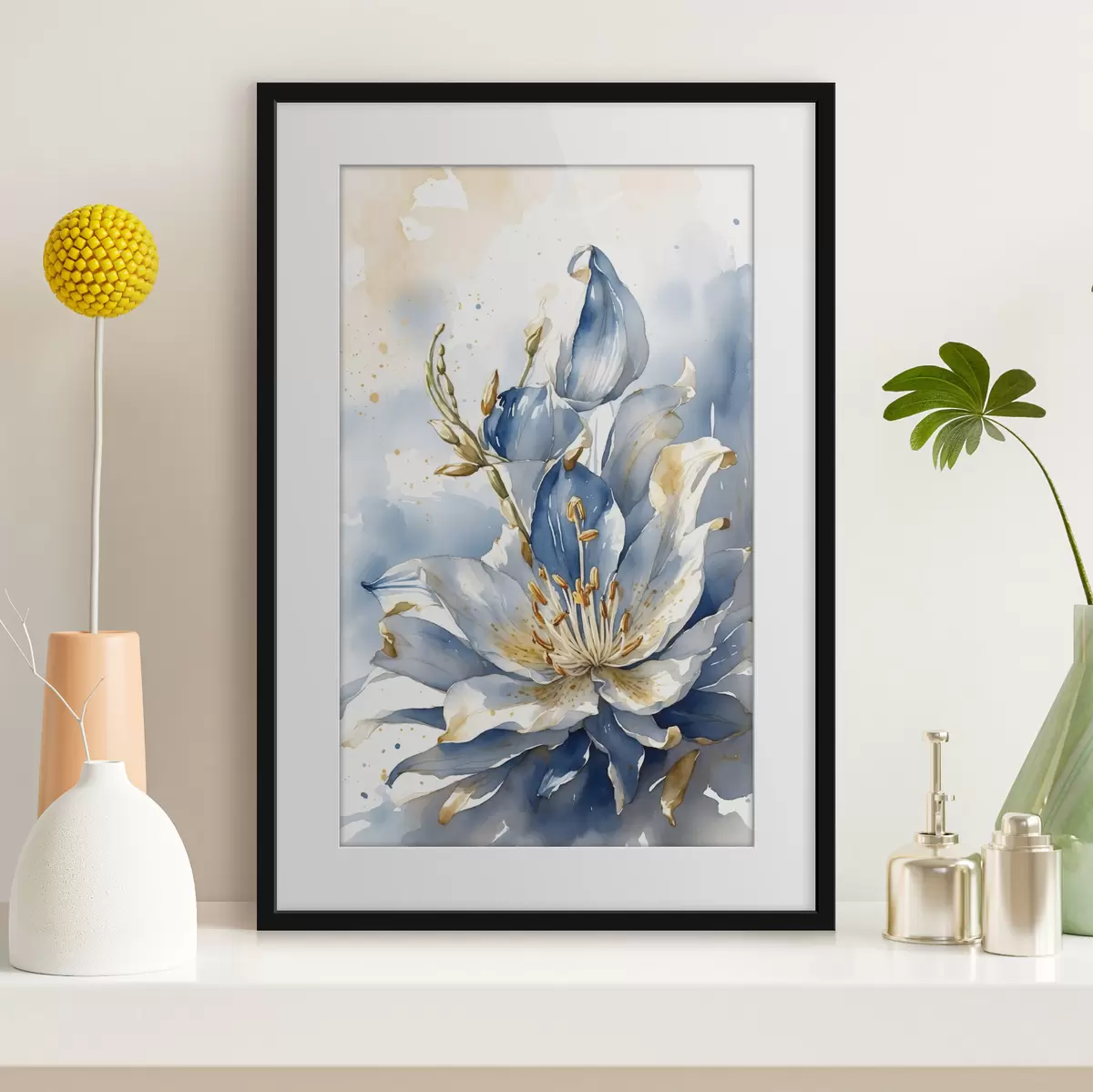 Poster Giglio blu con acquerello f39872