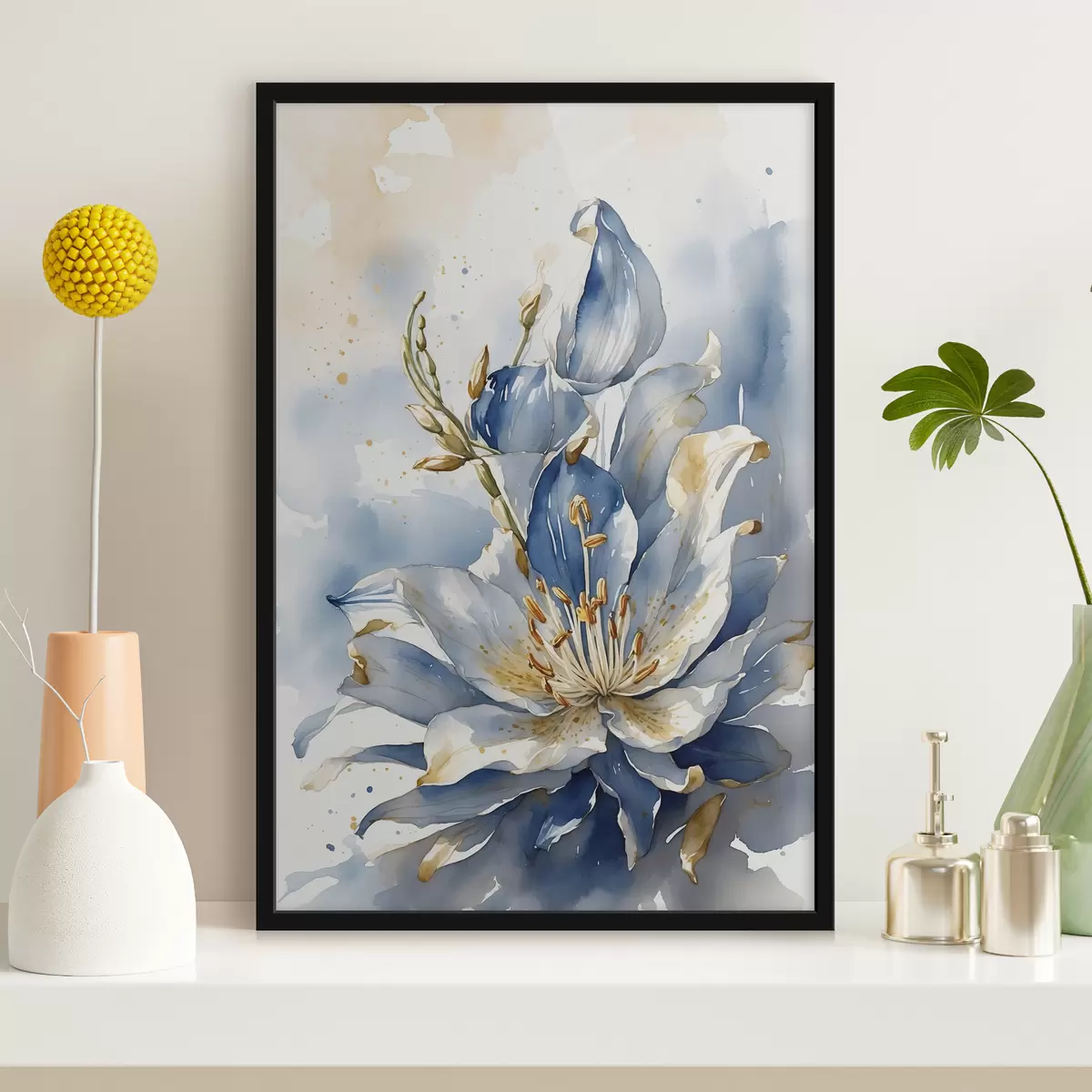 Poster Giglio blu con acquerello f39872