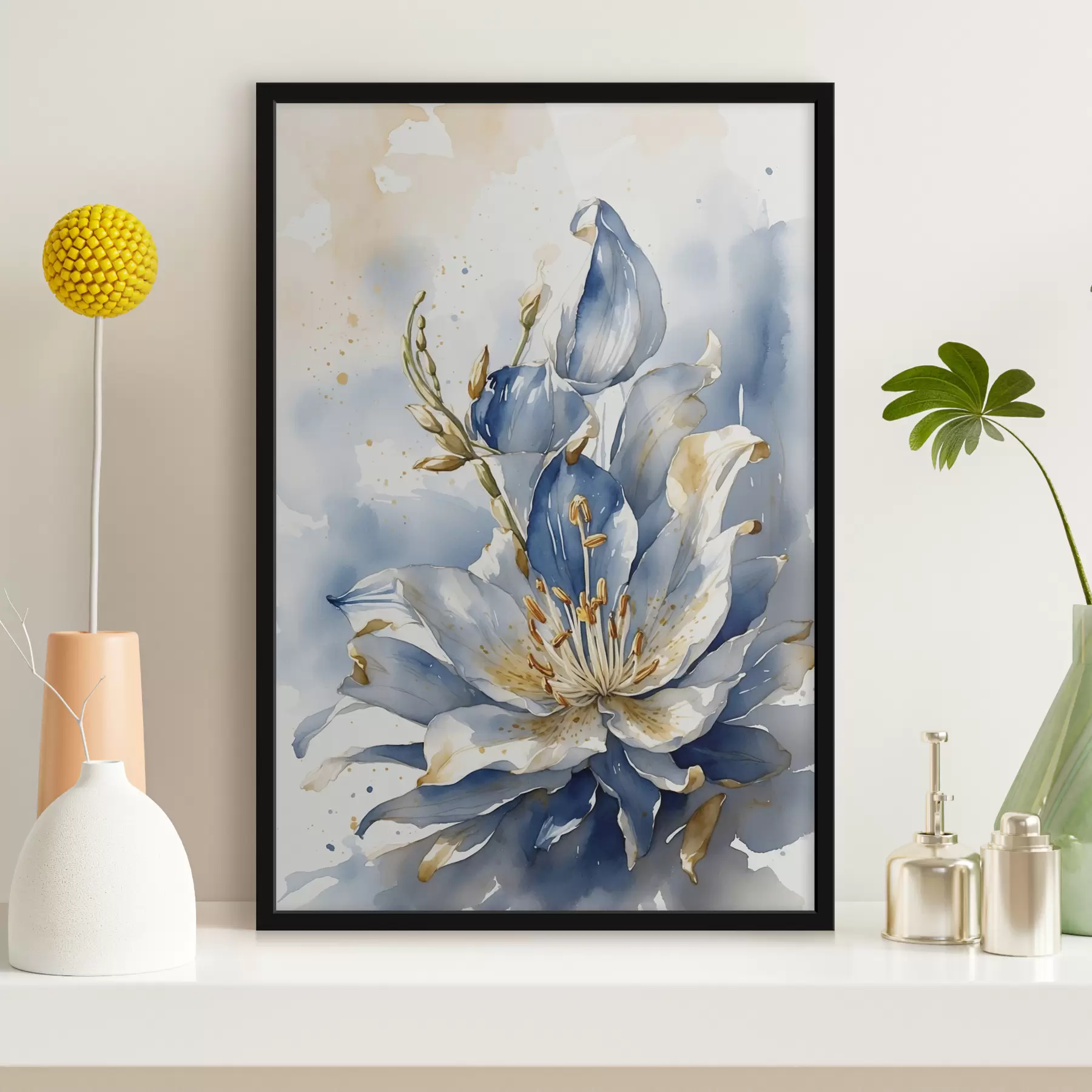 carta da parati Giglio blu con acquerello nr. f39872