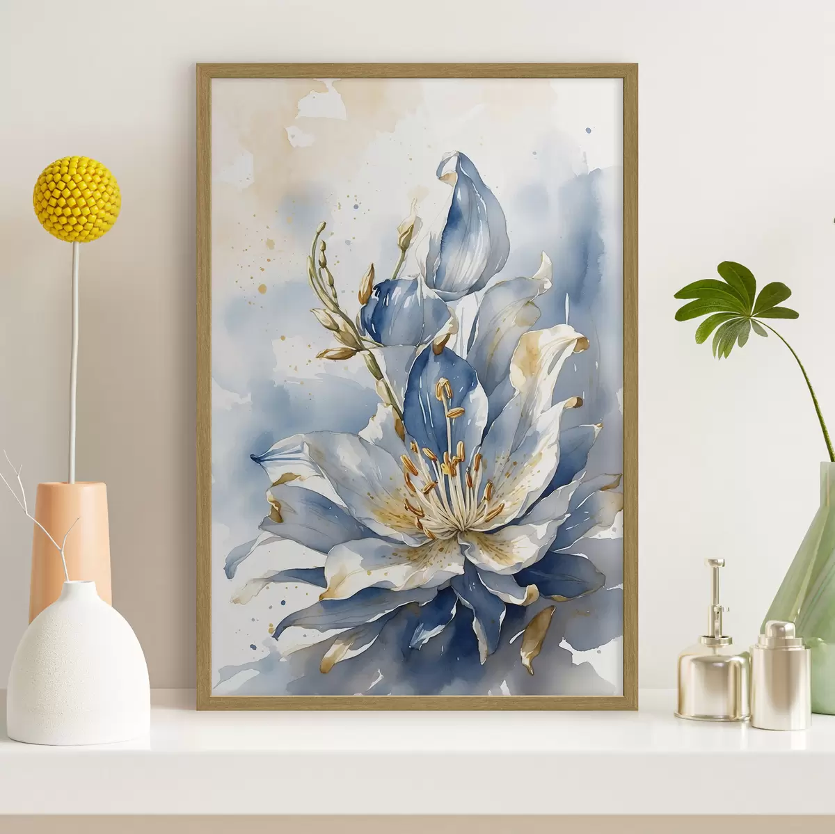 Poster Giglio blu con acquerello f39872