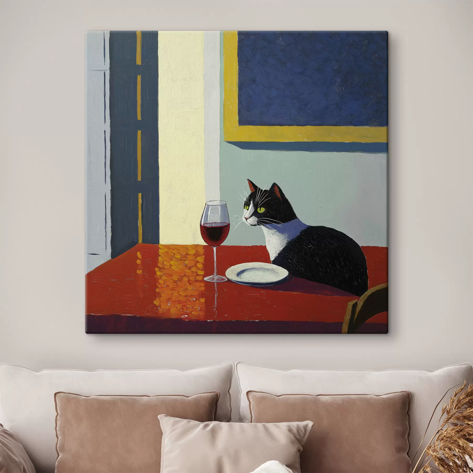 carta da parati Un gatto e un bicchiere di vino nr. s39913