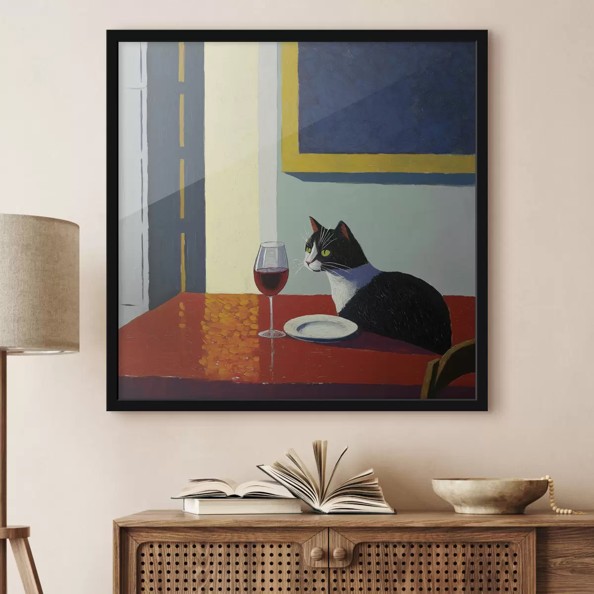 Poster Un gatto e un bicchiere di vino f39913