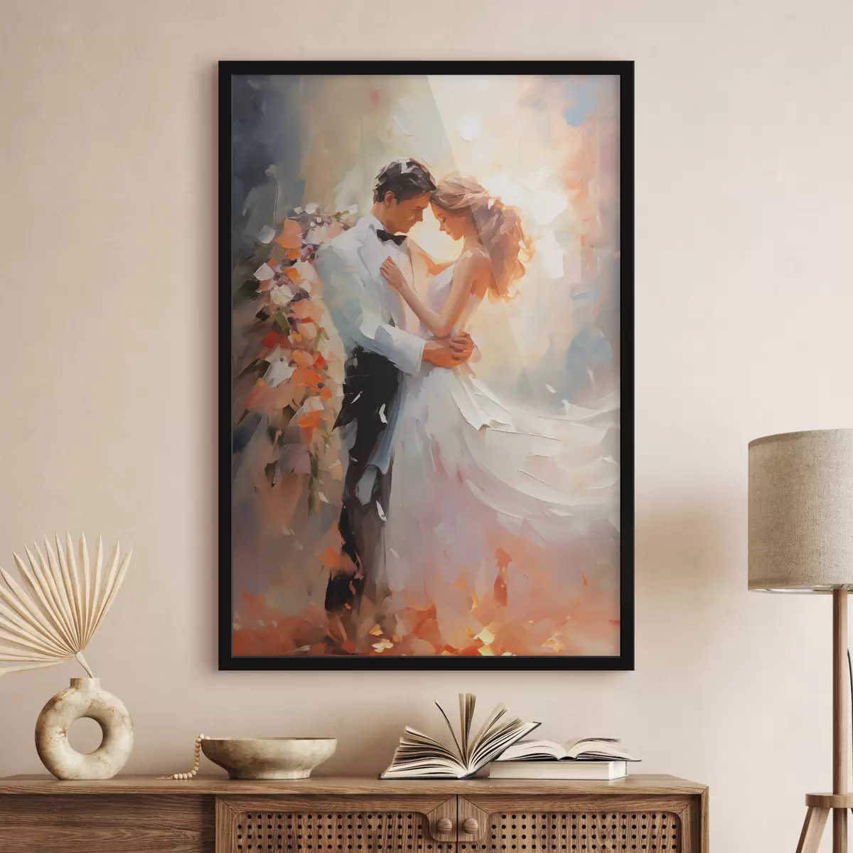 Poster Sposa e sposo che ballano, dipinto ad olio f39925