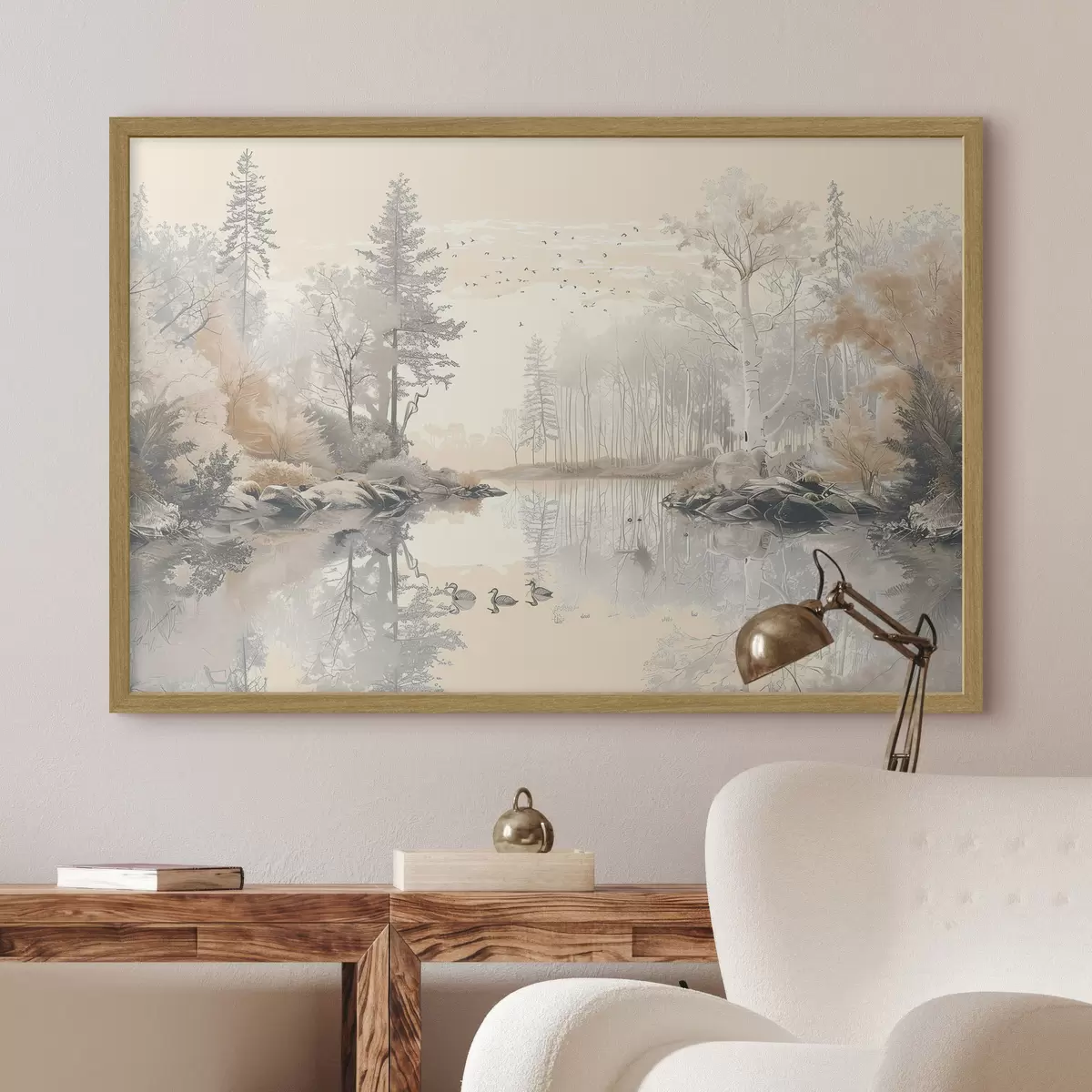 Poster Uccelli sul lago quieto f39980