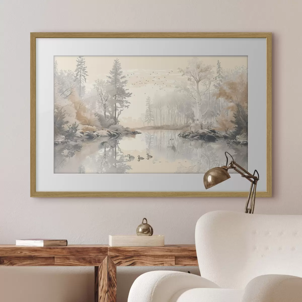 Poster Uccelli sul lago quieto f39980