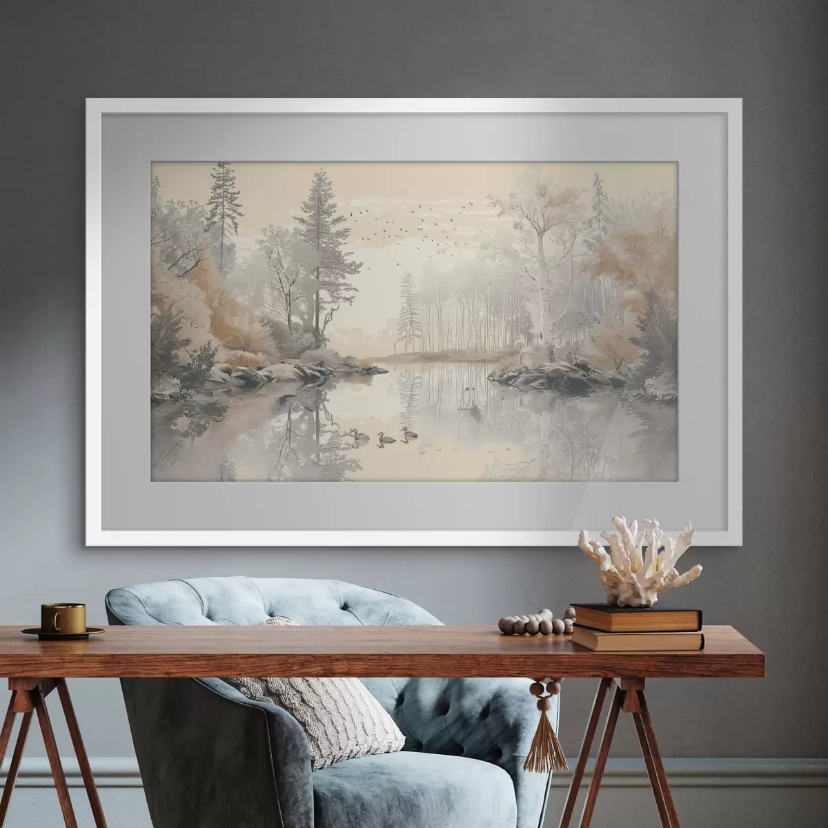 Poster Uccelli sul lago quieto f39980