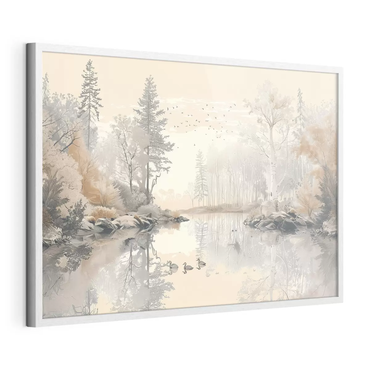 Poster Uccelli sul lago quieto f39980