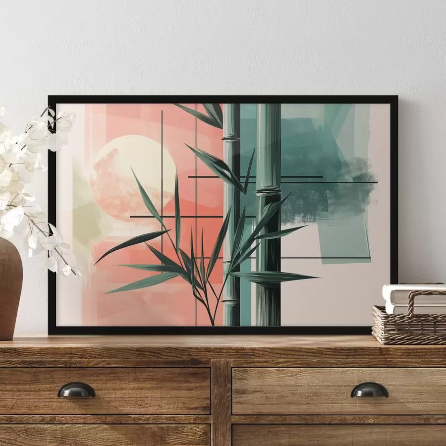 carta da parati Astratto con bambù e sole nr. f39898