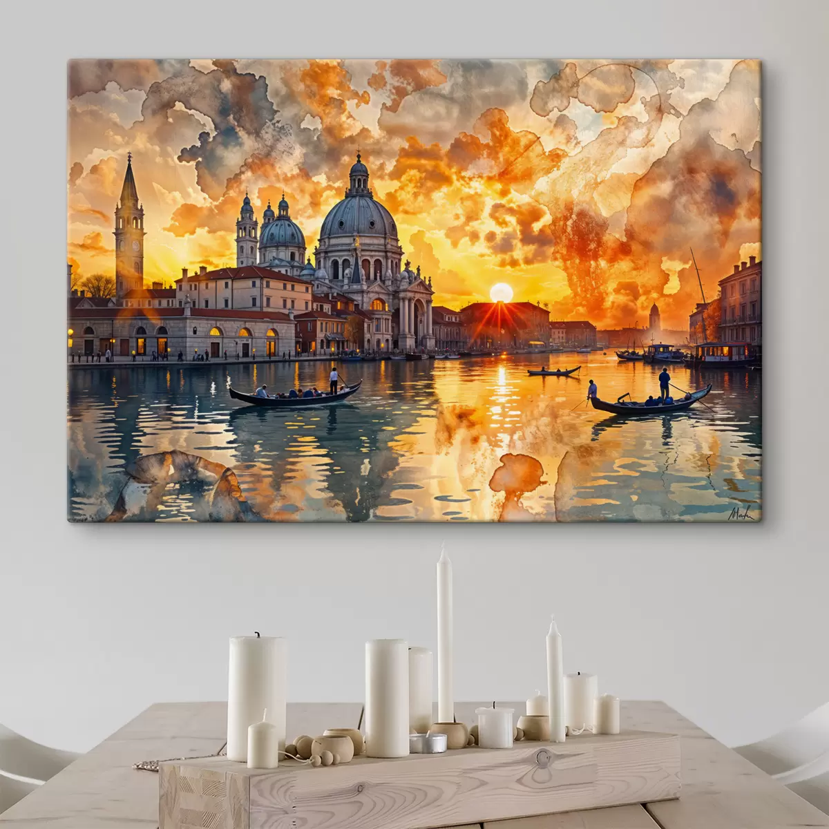 carta da parati Un tramonto colorato e spettacolare sul Canal Grande a Venezia, Italia, acquerello nr. s40027