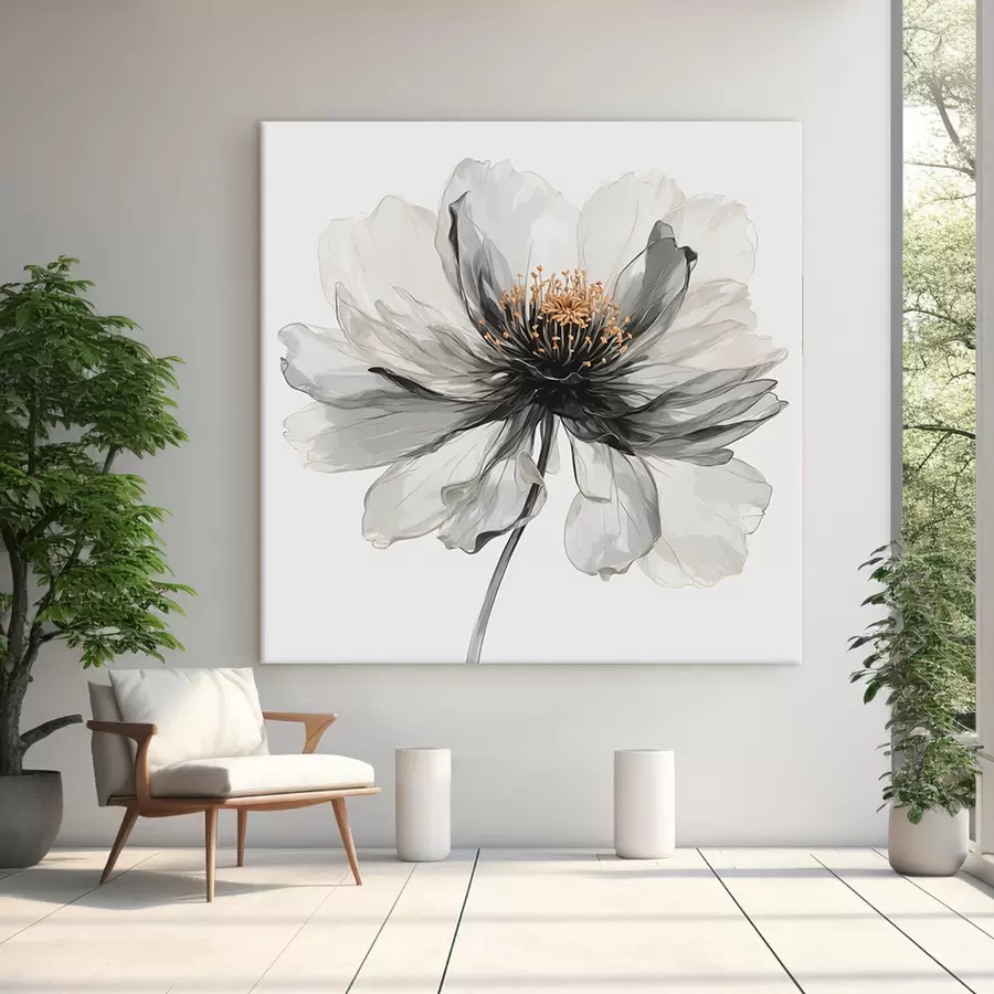 carta da parati Fiore nero trasparente su sfondo bianco nr. s40066