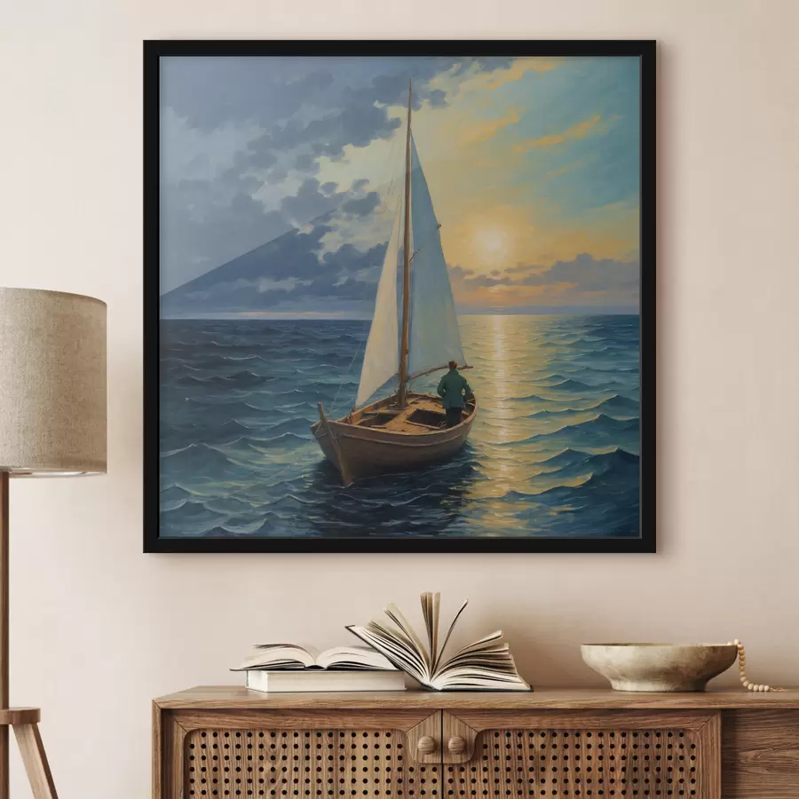 carta da parati Un uomo alla deriva sul mare in una barca nr. f40053