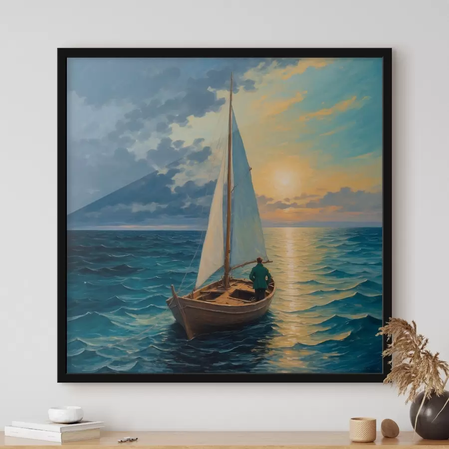 carta da parati Un uomo alla deriva sul mare in una barca nr. f40053