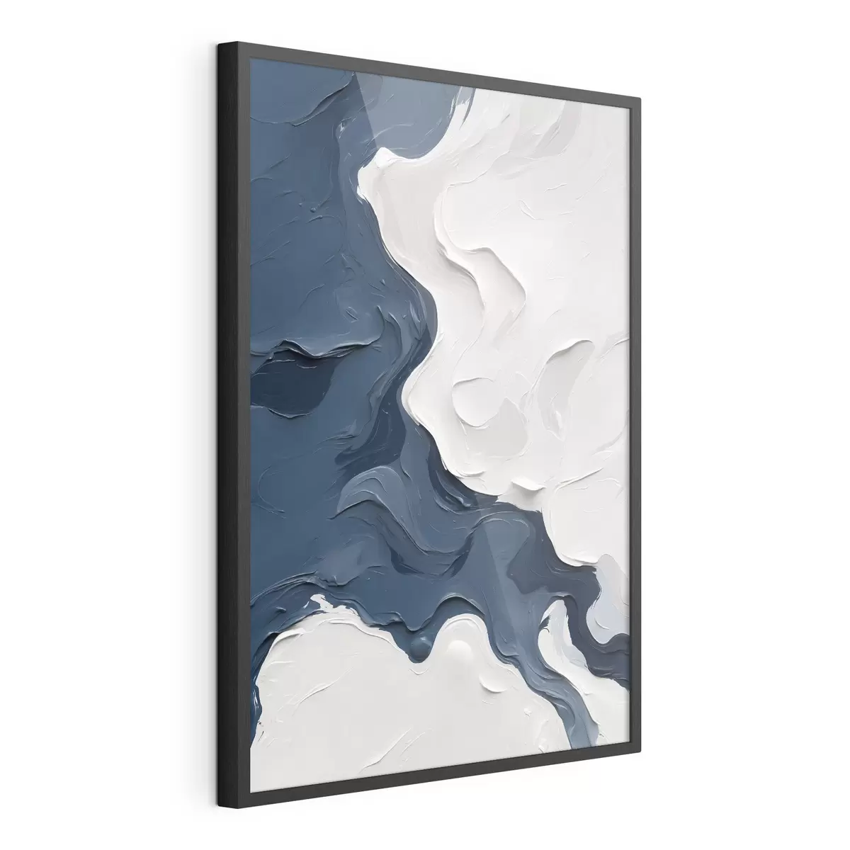 Poster Astrazione con colori ad olio bianchi e blu f40058
