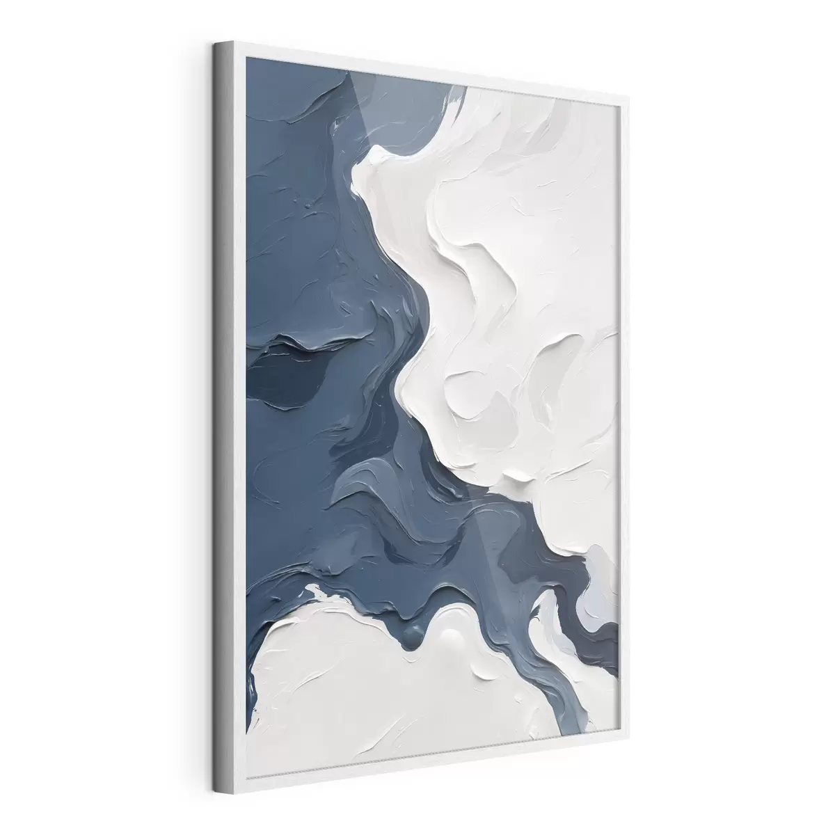 Poster Astrazione con colori ad olio bianchi e blu f40058