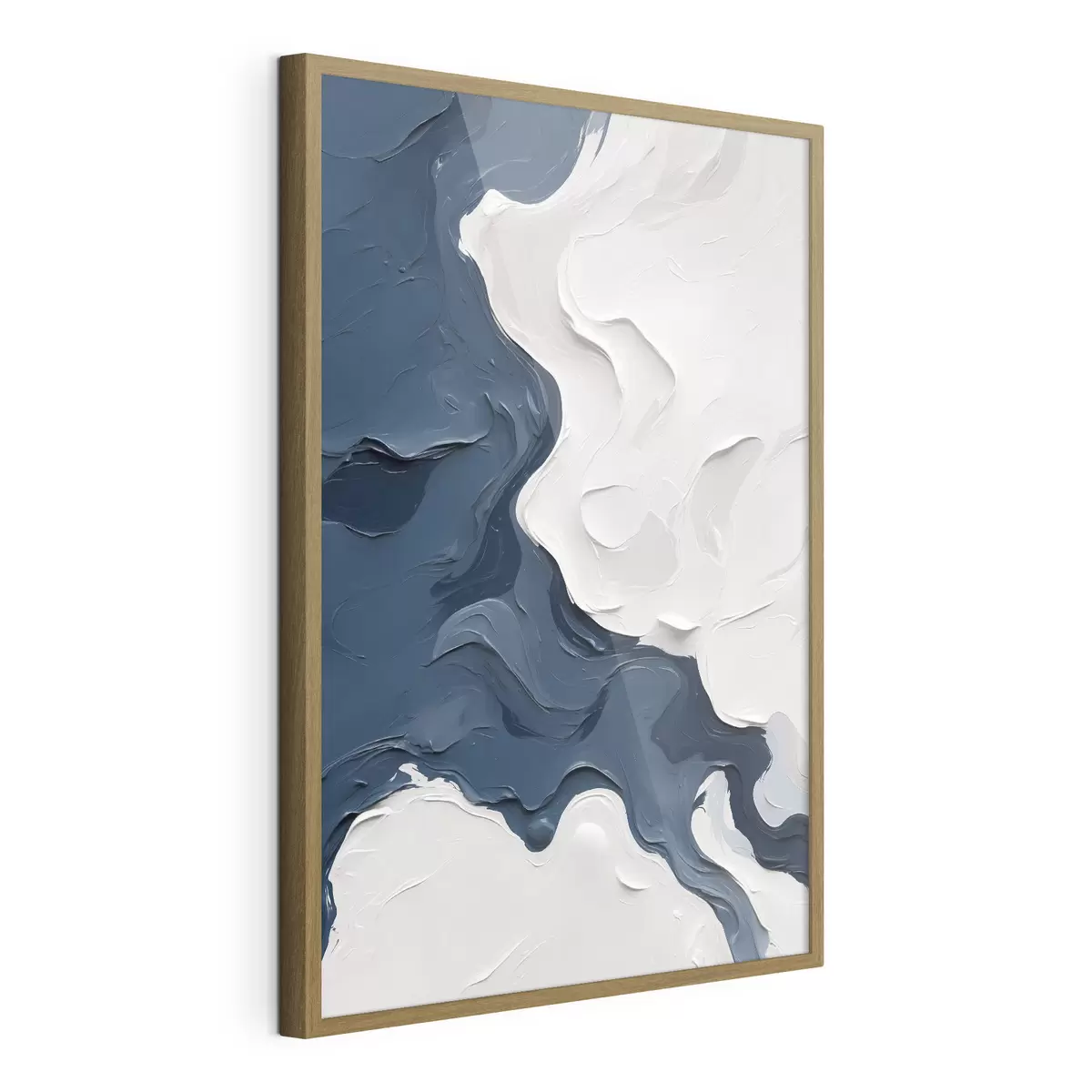 Poster Astrazione con colori ad olio bianchi e blu f40058