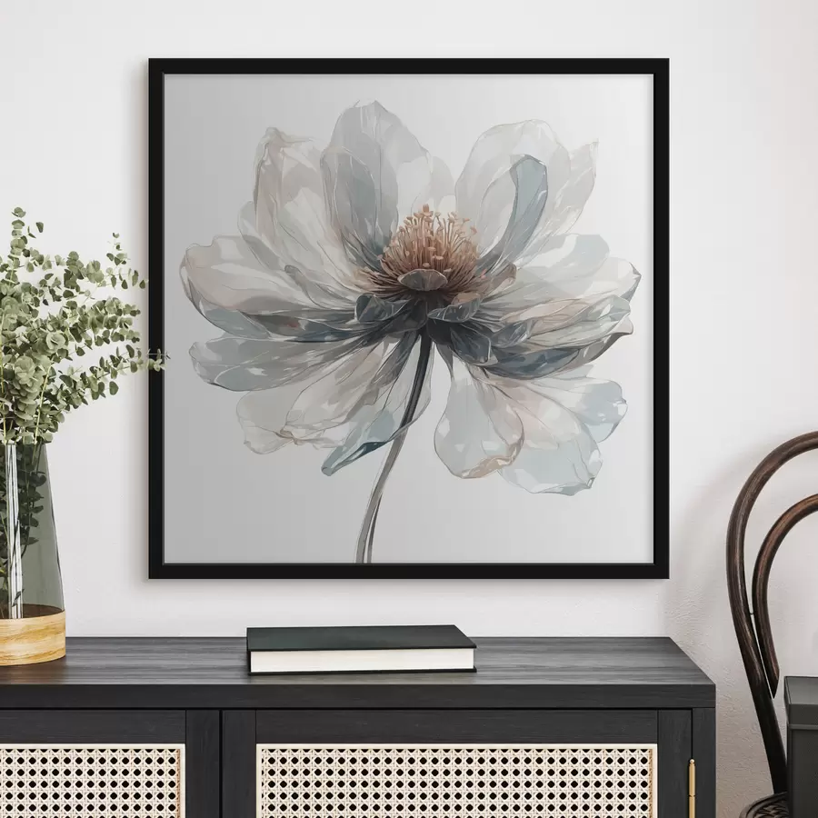 carta da parati Fiore blu trasparente su sfondo bianco nr. f40067