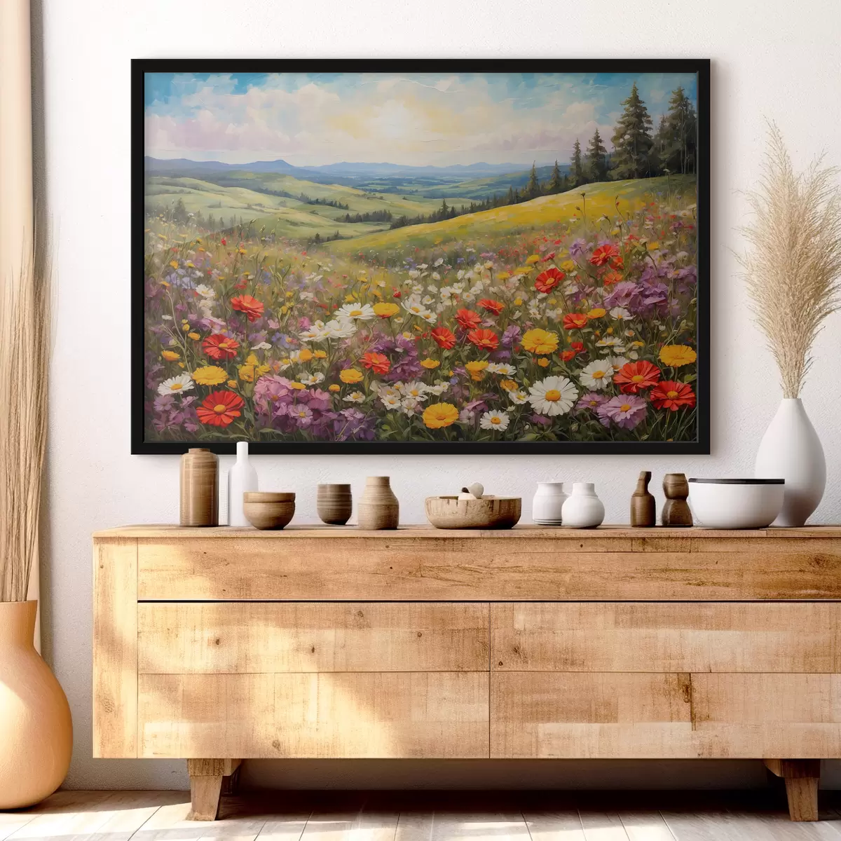 Poster Campo di fiori al tramonto f40073