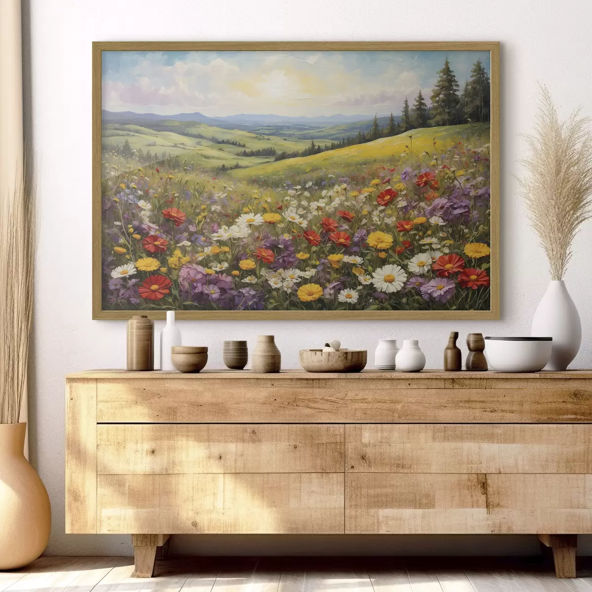 Poster Campo di fiori al tramonto f40073