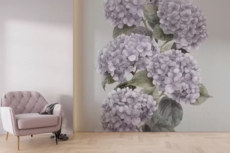 Carta da parati Floreale Rami di ortensia in tenui colori rosa n. w08176v1