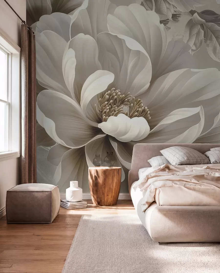 Carta da parati 3D Fiori Grande fiore di mora sul muro grunge n. w08181v2