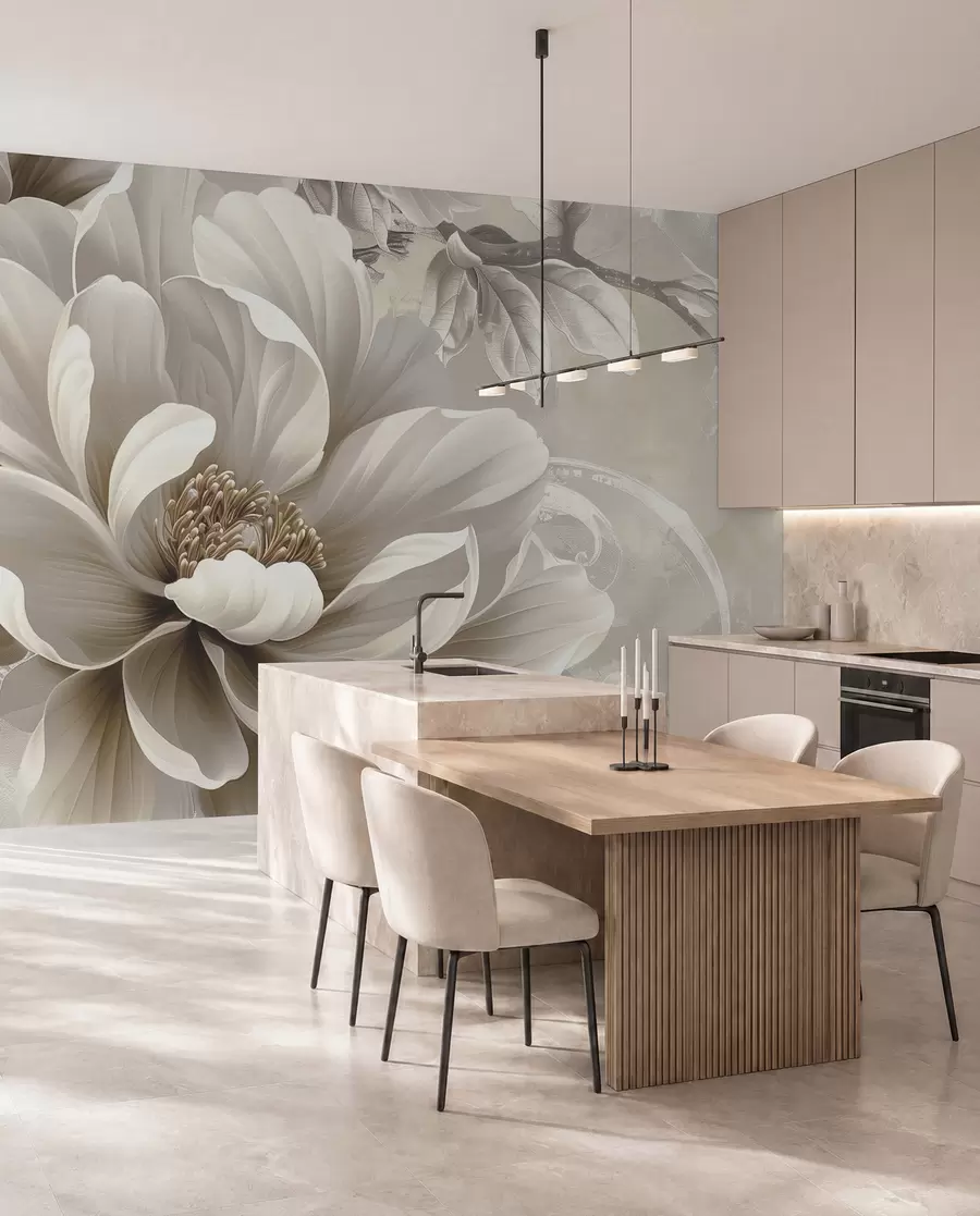 Carta da parati 3D Fiori Grande fiore di mora sul muro grunge n. w08181v2