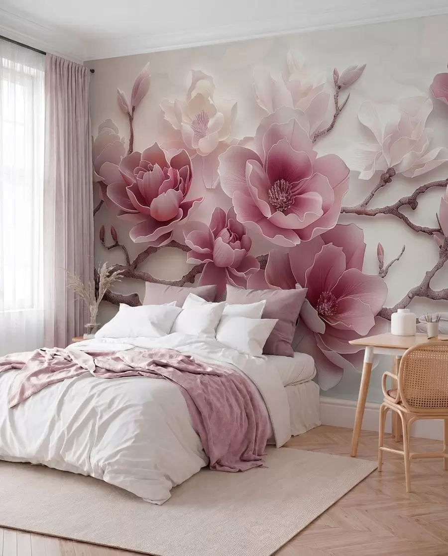 Carta da parati Floreale Magnolia in rosa n. w01359v2