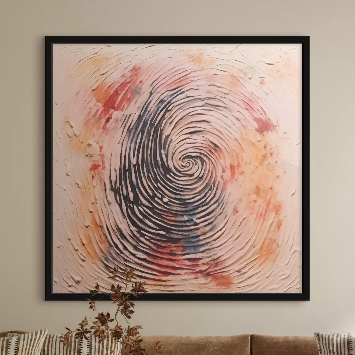 Poster Impronte digitali in vernice, beige, rosso, arancione, giallo, nero f40105