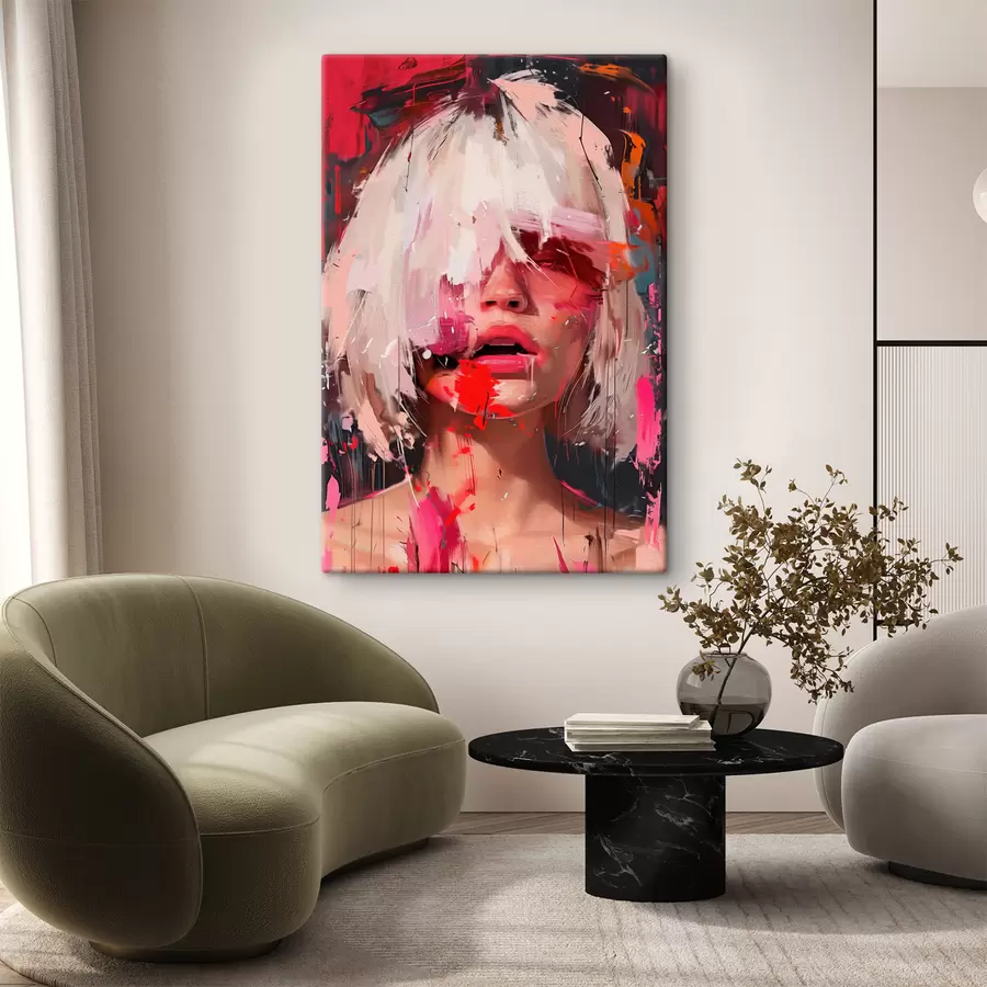 carta da parati Ragazza bionda con caschetto quadrato e vernice colorata nr. s40110