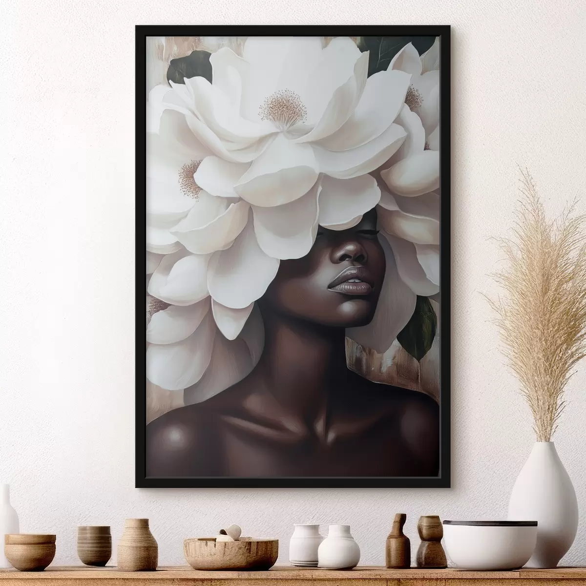 Poster Una donna con fiori in testa f40123