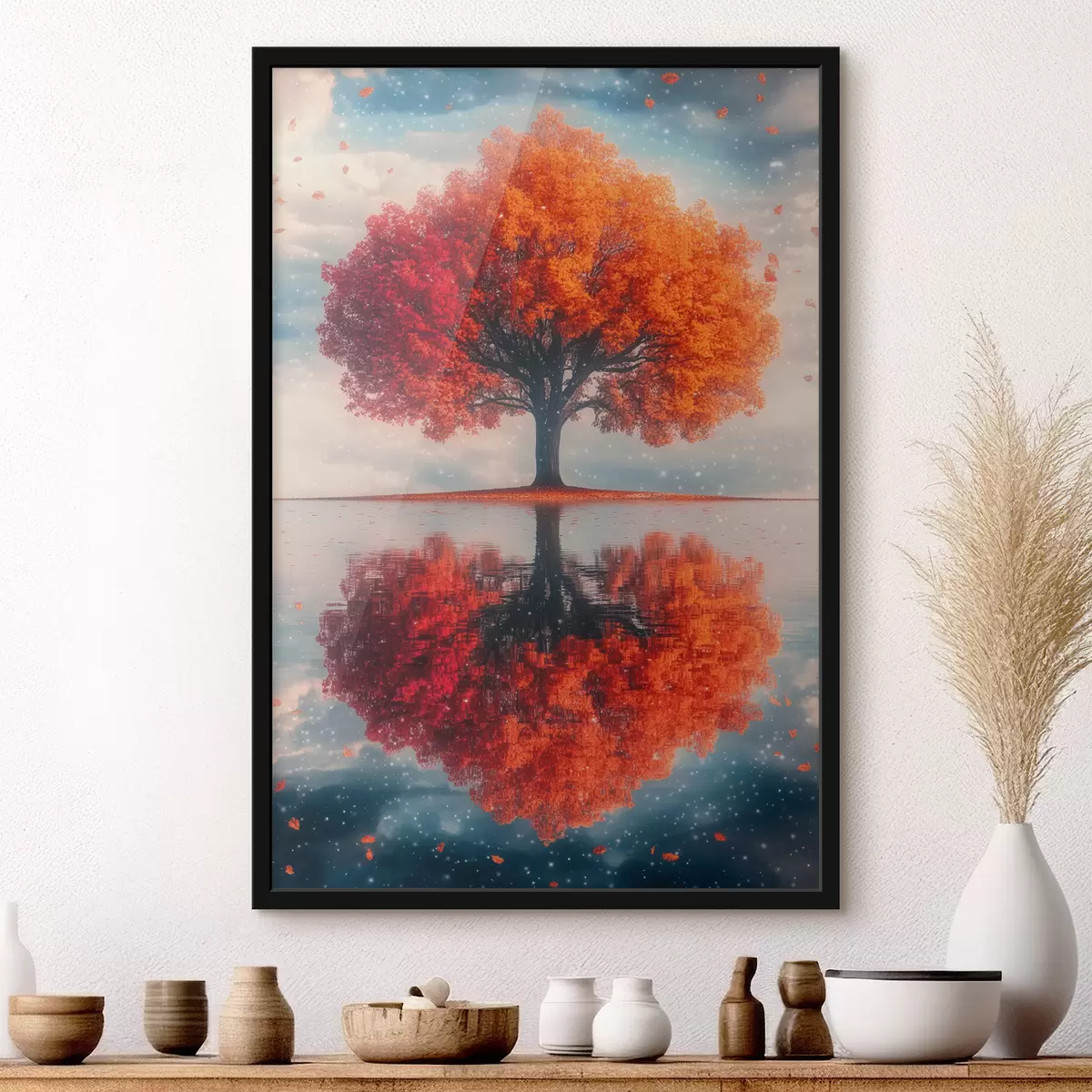Poster Albero con riflesso nell'acqua f40126