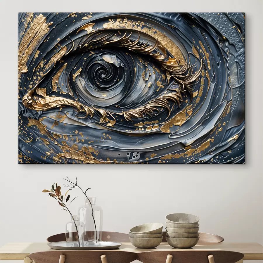 carta da parati Primo piano dell'occhio in arte astratta, caratterizzato da intricati motivi vorticosi e texture nr. s40175