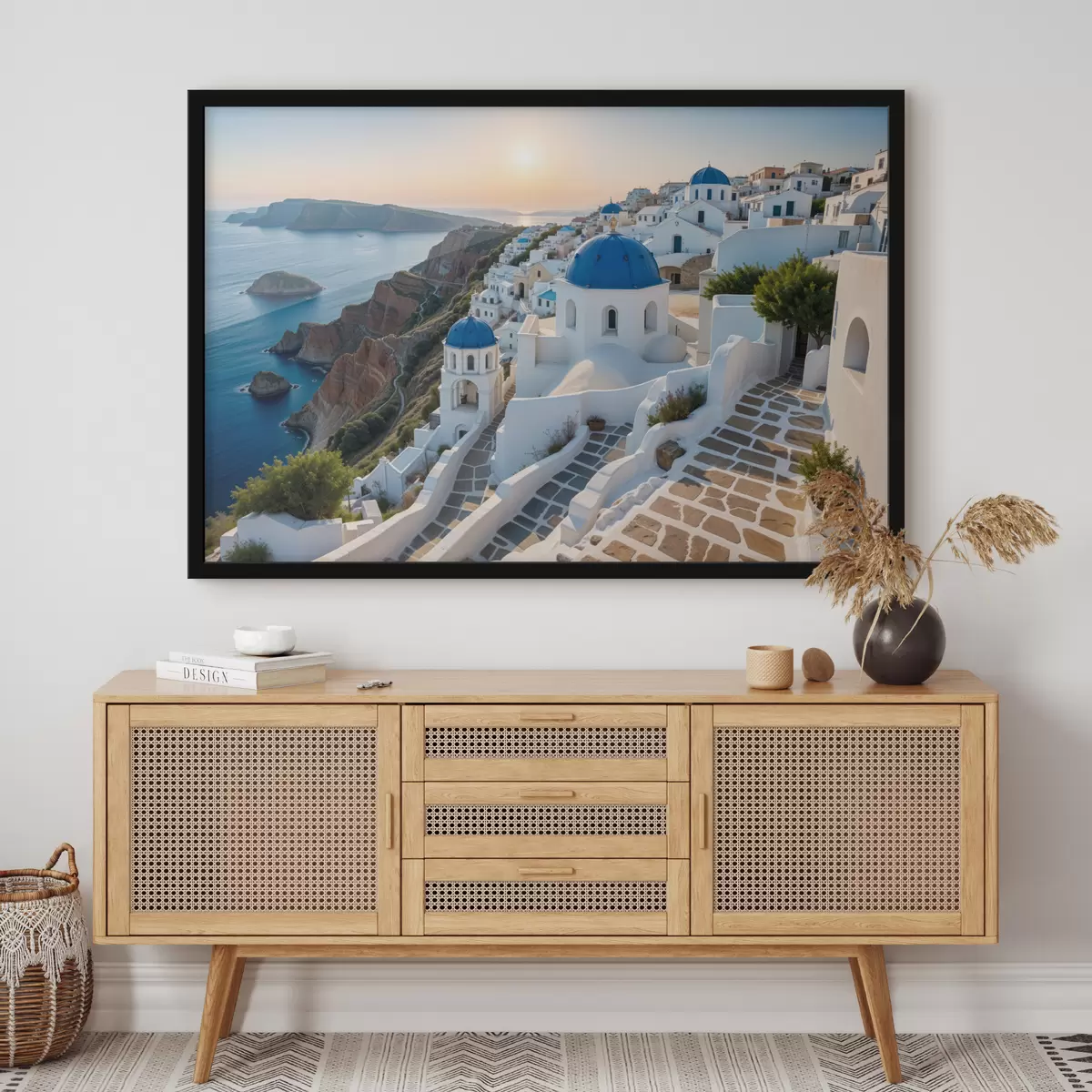 Poster L'isola di Santorini, Grecia. La città è costruita su una collina che domina il Mar Egeo f40160