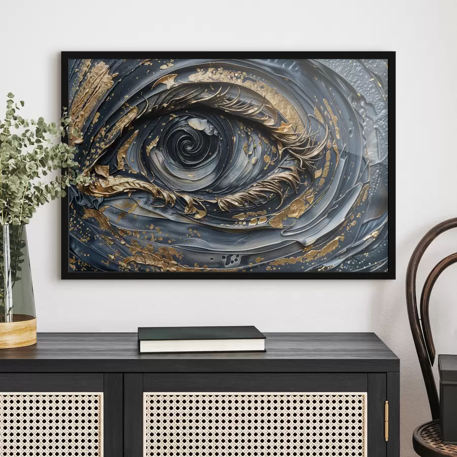 carta da parati Primo piano dell'occhio in arte astratta, caratterizzato da intricati motivi vorticosi e texture nr. f40175