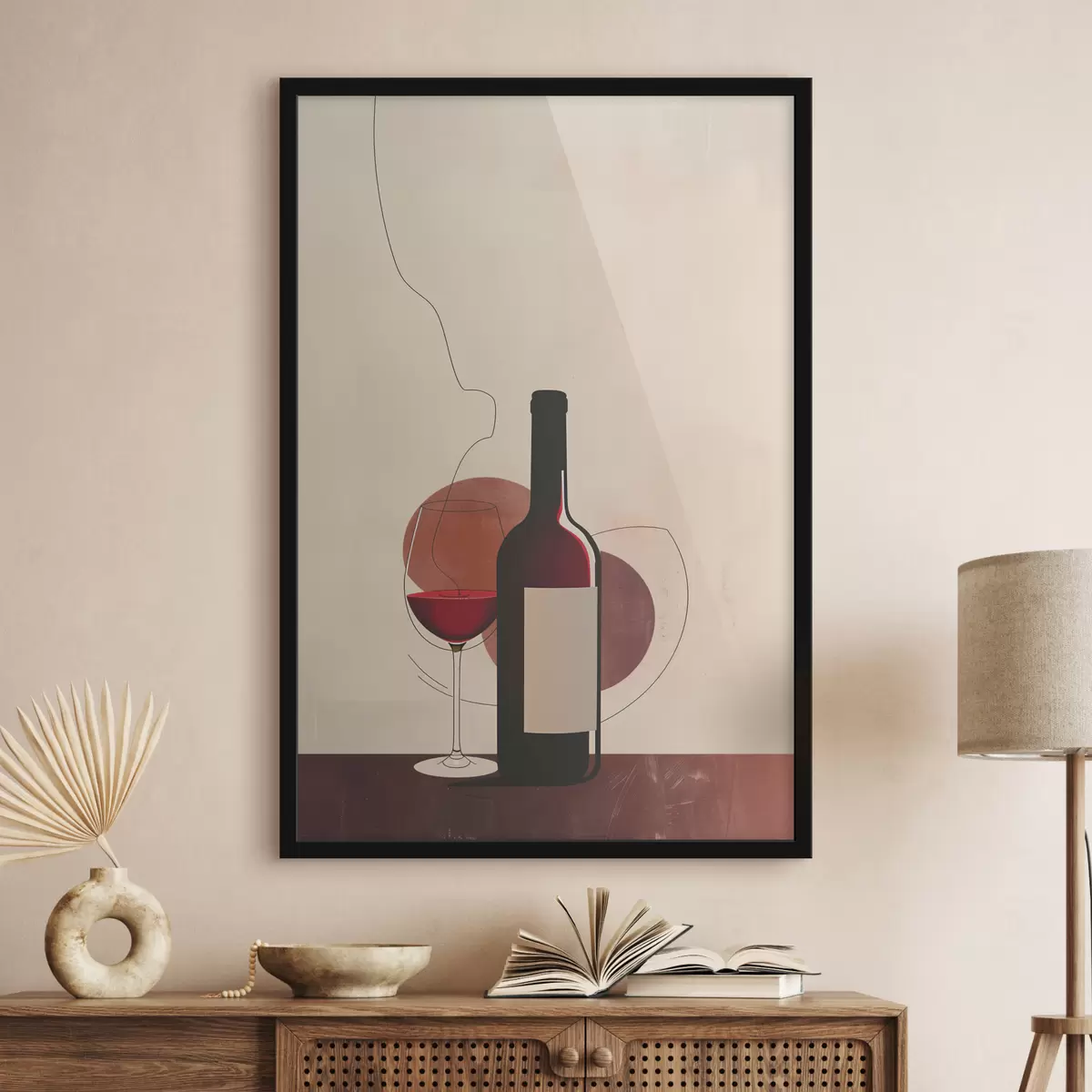 Poster Bottiglia di vino e bicchiere con vino f40191