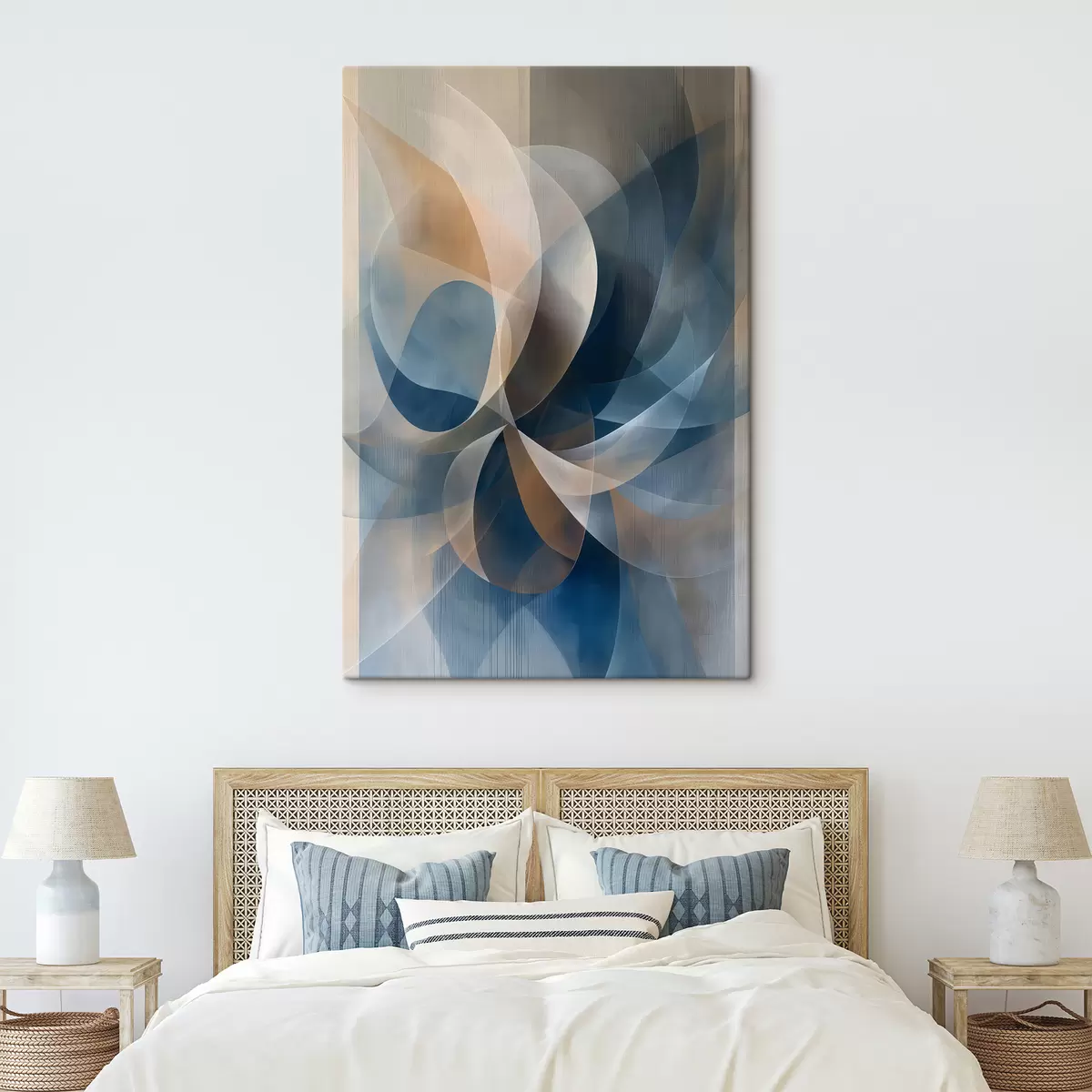 carta da parati fiore astratto blu beige nr. s40245