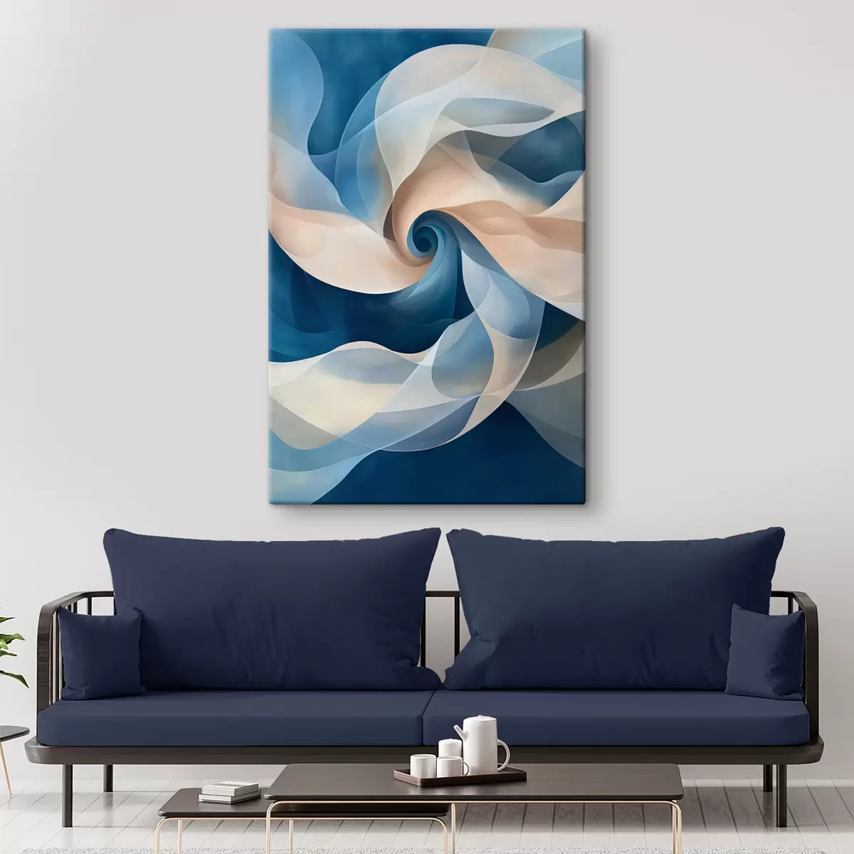 carta da parati vortice astratto beige-blu nr. s40249