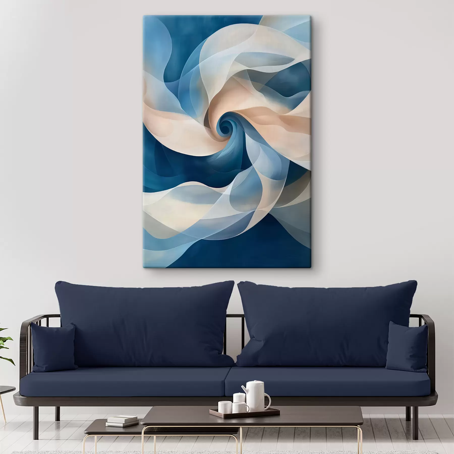 carta da parati vortice astratto beige-blu nr. s40249